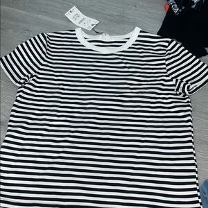 Zara Monochrome Striped Short Sleeve Tee